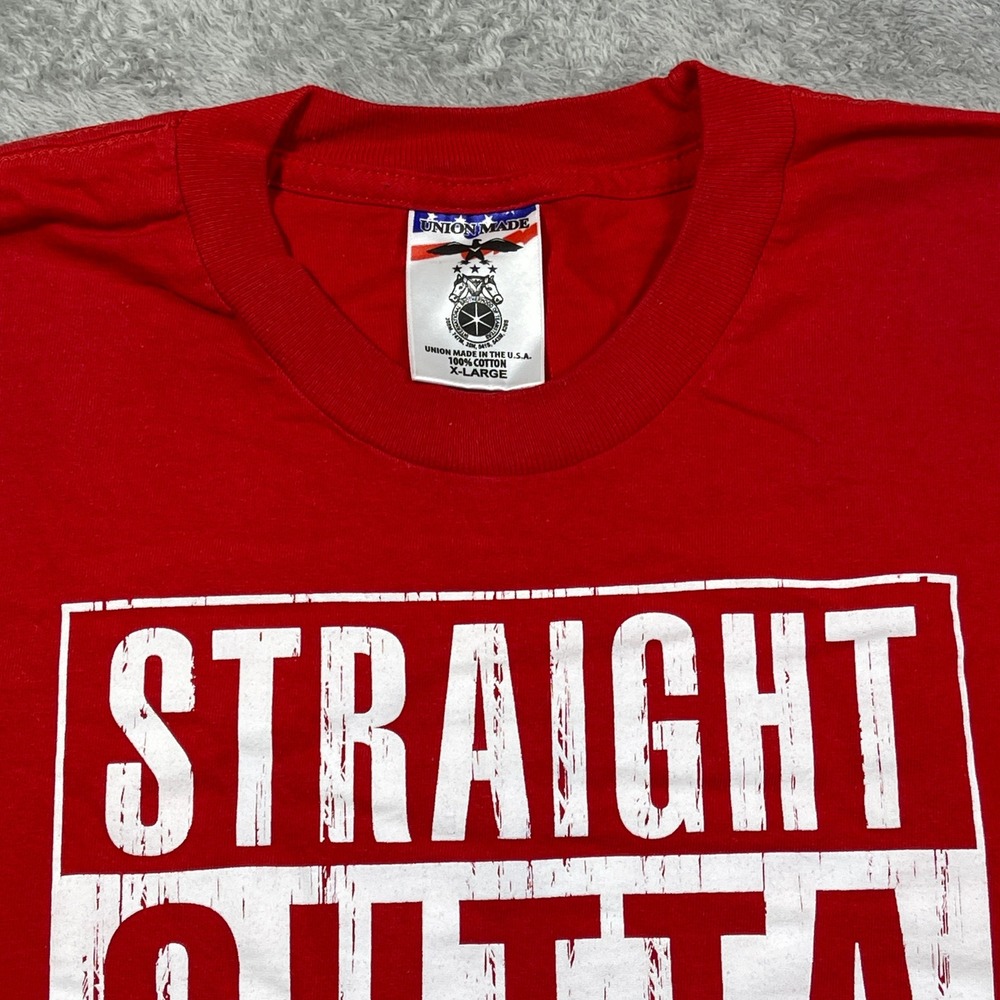 Vintage Straight Outta‎ AFGE Union Made T Shirt Men's XL Red Graphic Tee